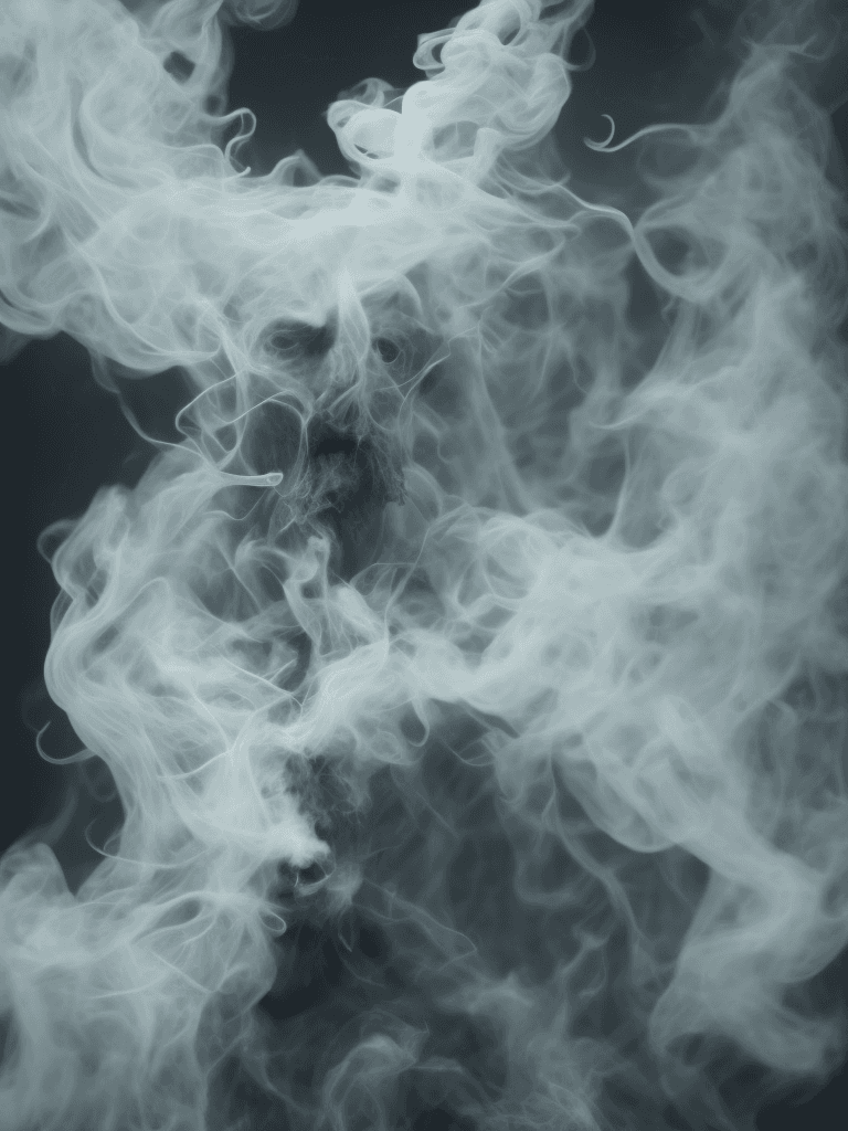 AI generated: Ghost in Smoke, Realistic, Hauntingly beautiful,feerie lighting, wispy tendrils, etherial, Highly de...
