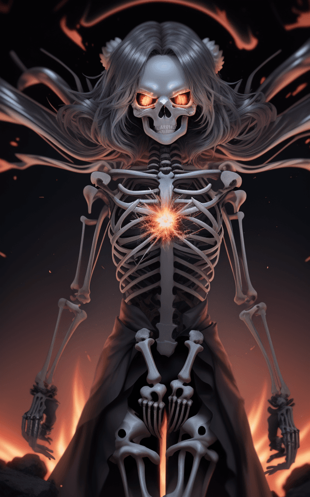 AI generated: explosive breathtaking qt-kt skeleton anime metallic finish breathtaking uhd 16k visuals --chaos 90 ...
