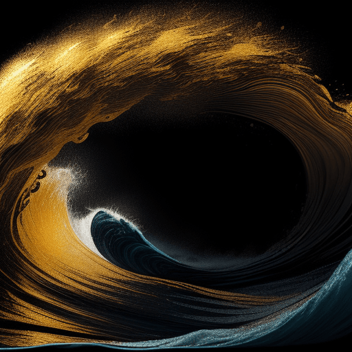AI generated: in an entire black background put a golden shade effect wave from left to right, from side to side, ...