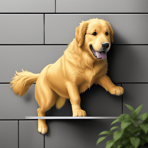 AI generated: I want a golden retriever that climbs the wall.carton.cut