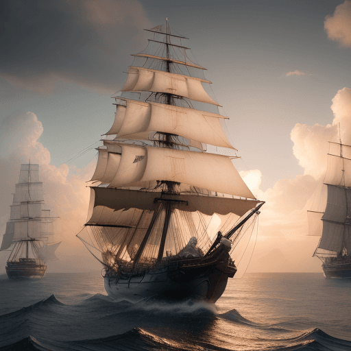 AI generated: Photo of a ultra realistic sailing ship, dramatic light, pale sunrise, cinematic lighting, battered,...