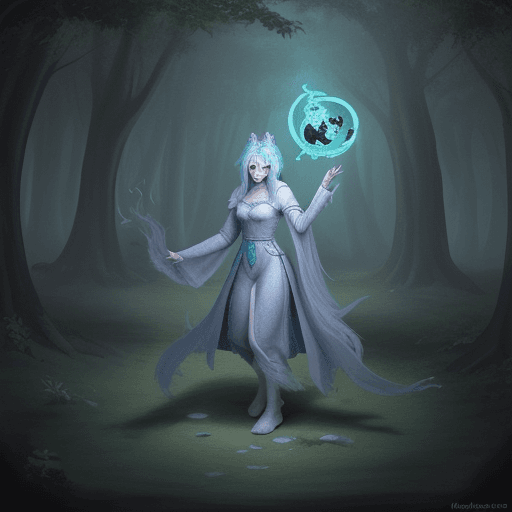 AI generated: character concept, cute ghost in the magic forest, dungeon and dragons, fantasy, medieval --v 5 --ar...