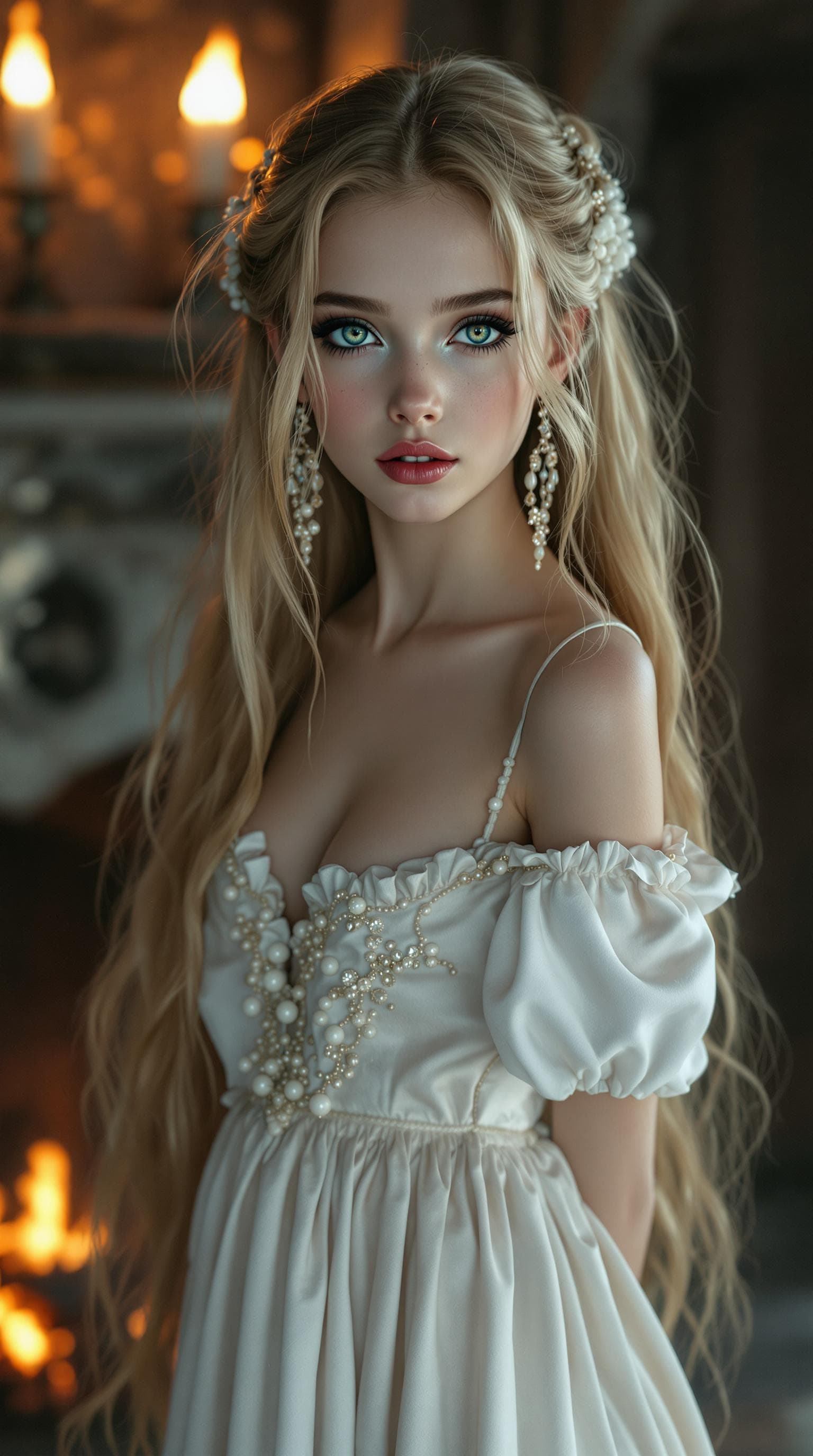 AI generated: a professional photo of a exceptionally of the most beautiful girl in the world, Transylvanian vampi...