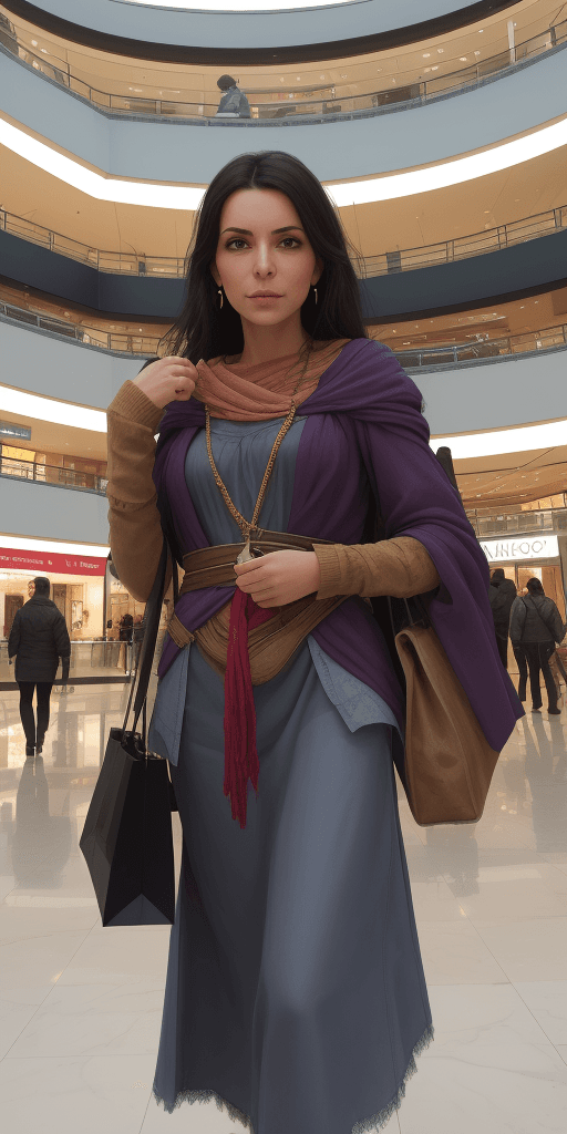AI generated: a woman in skir at mall