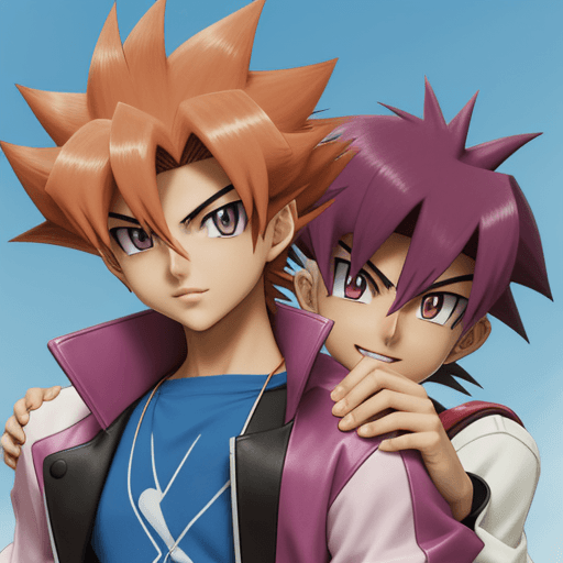 AI generated: Joey wheeler from yugioh with a pokemon partner.