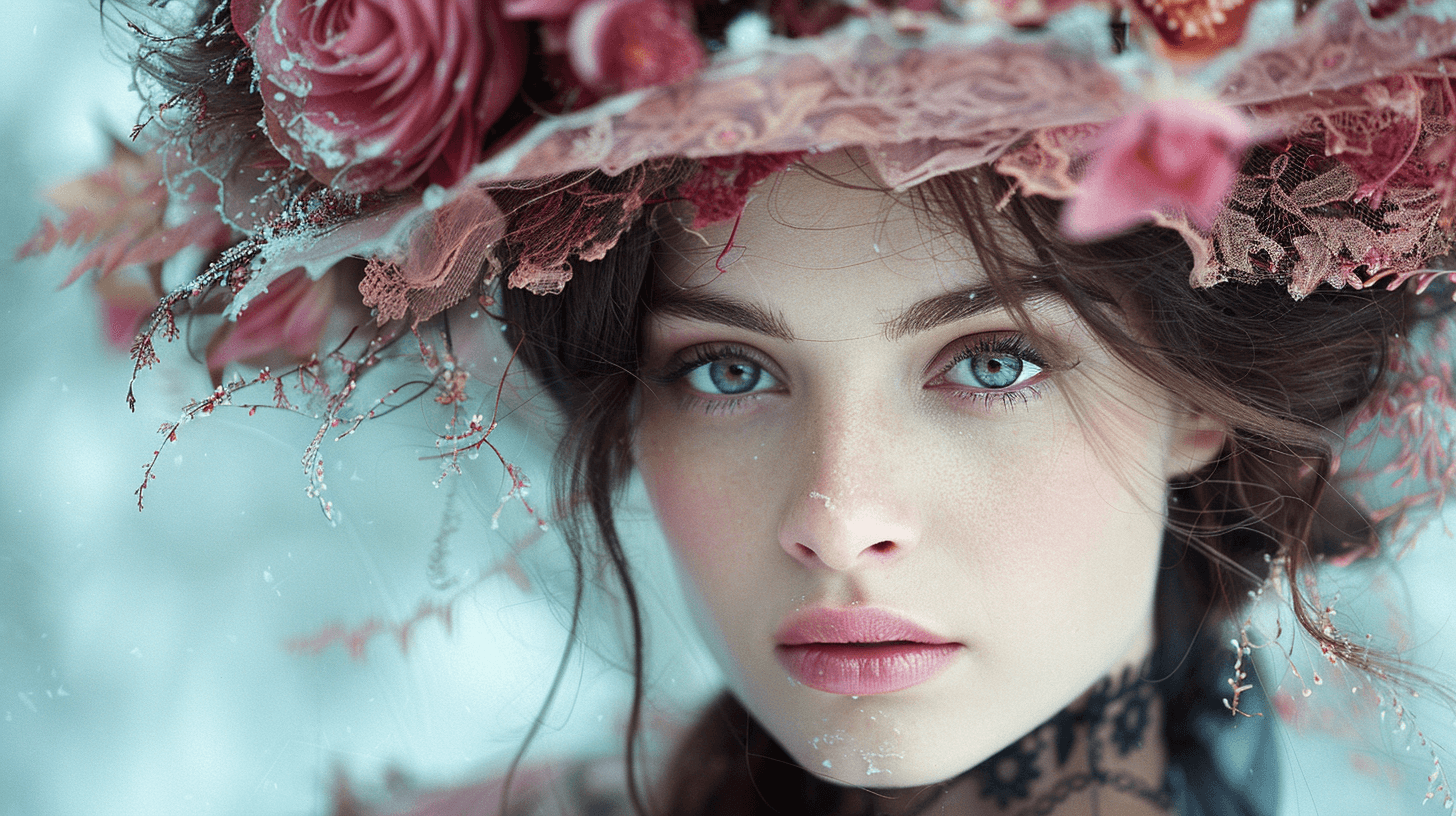 AI generated: Avant-garde, ethereal beauty, bohemian, distopian, chic, feminine, powerful woman, aged in her thirt...