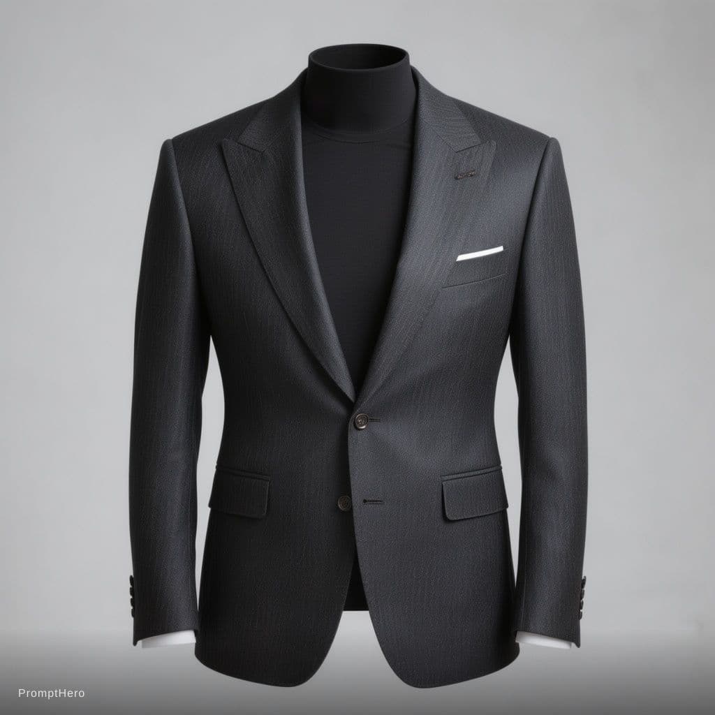 AI generated: Black italian bespoke suit with black undershirt 
