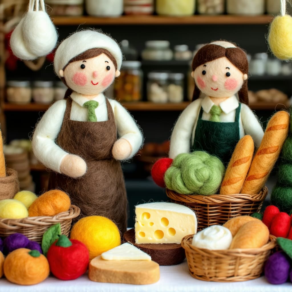 AI generated: Mr. and Mrs. Adams meander through the market, selecting the finest felt ingredients for their dinne...