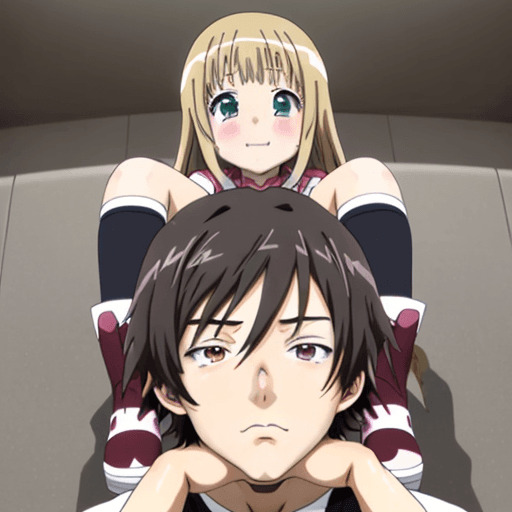 AI generated: Anime, girl sitting on face, 1boys face,