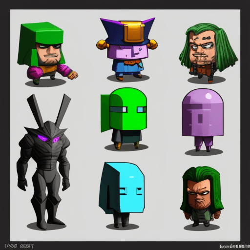 AI generated: 1980 game characters, Cell shading