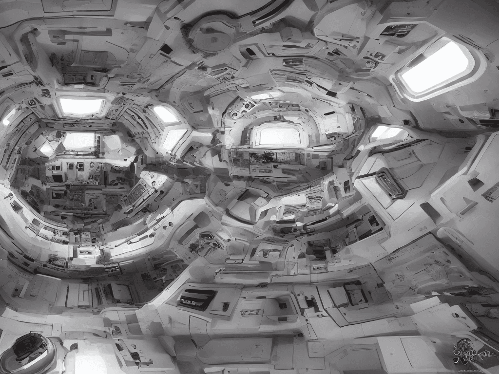 AI generated: High resolution photography interior design, space ship, accurate, highly detailed