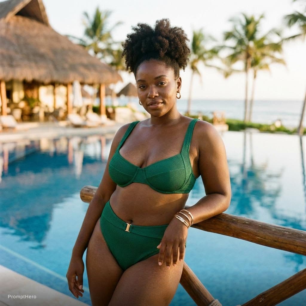 AI generated: Maka a ai dark black woman looking realistic with round big boobs  and sexy figure thighs with a sex...