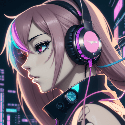 AI generated: a close up of a person with a headphones and a clock, anime style 4 k, anime vibes, anime cyberpunk ...
