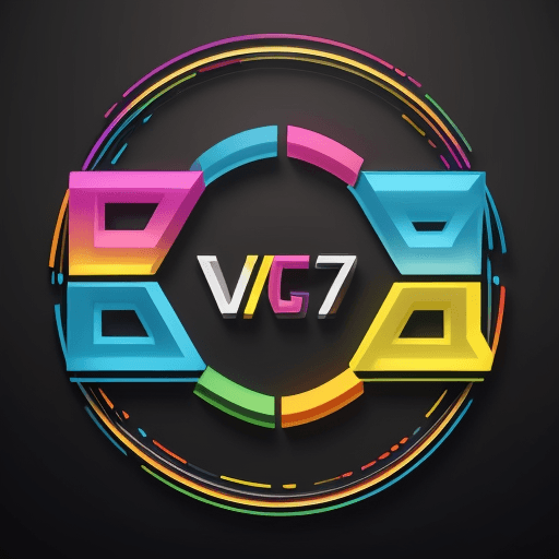 AI generated: Playful, vibrant, and energetic construction  logo design with VJ7M Trading colorful rainbow letters...