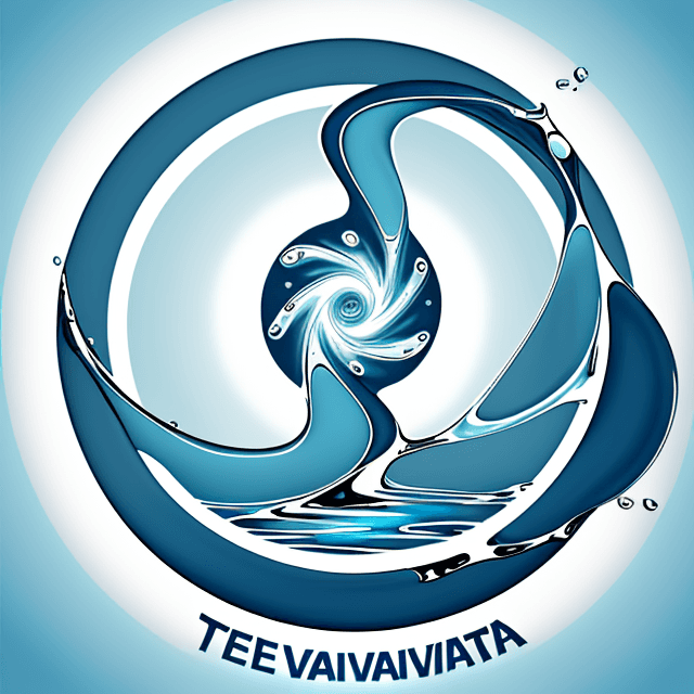 AI generated: Logo for a water company called Tepid Nirvana. Color scheme includes light and dark blues with a whi...