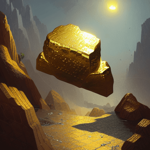 AI generated: Highly detailed of a giant gold nugget, isometric style, highly detailed, digital painting, sharp fo...