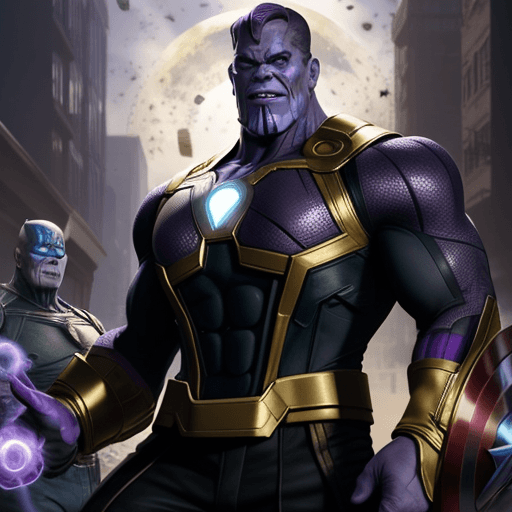 AI generated: thanos and avengers