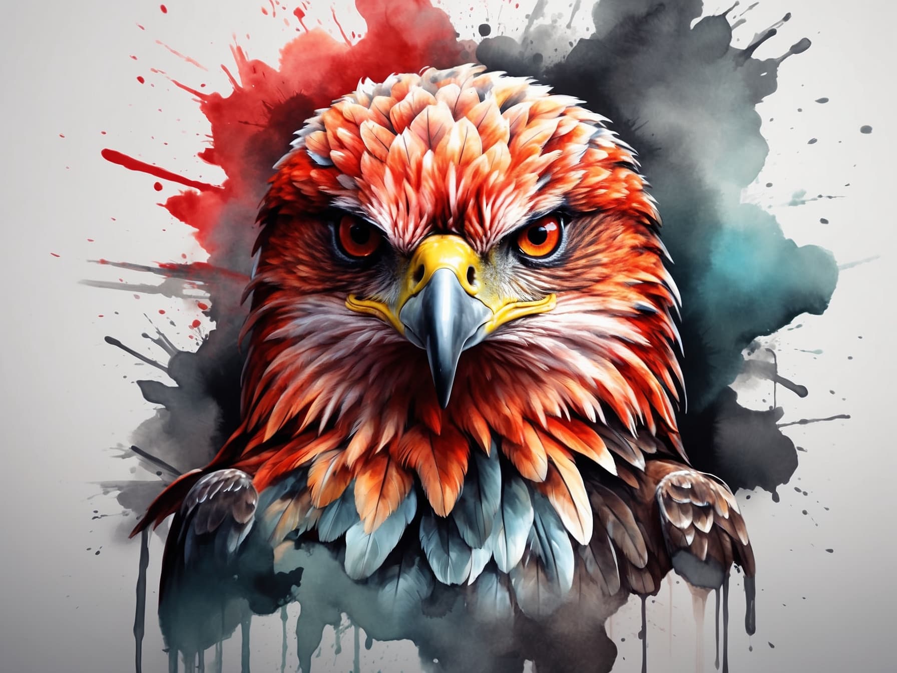 AI generated: a close up of a bird of prey on a white background, an airbrush painting by Petros Afshar, behance, ...