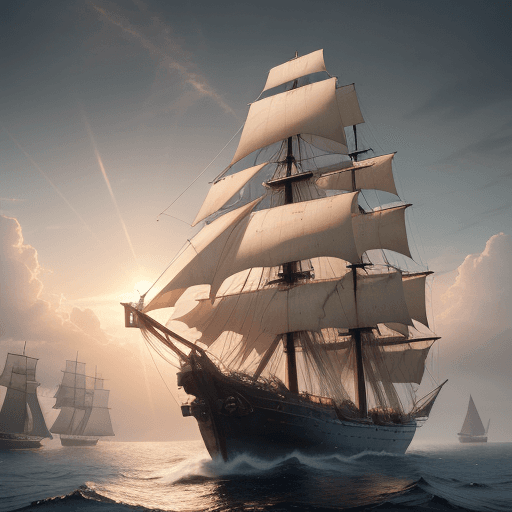 AI generated: Photo of a ultra realistic sailing ship, dramatic light, pale sunrise, cinematic lighting, battered,...