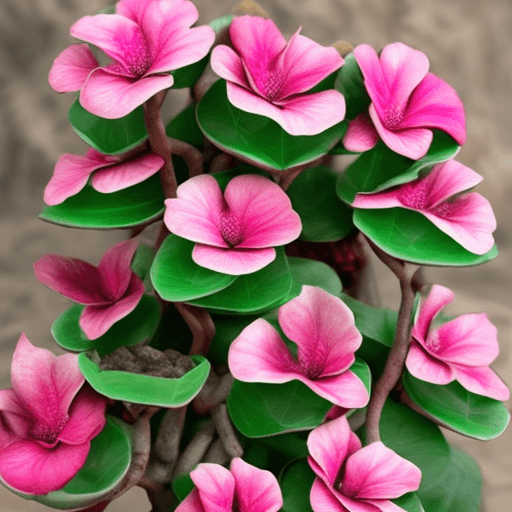 AI generated: Foto de Adenium en semilleros, las plantas tienen 4 meses de edad. En la foto se ven más de 30 plant...