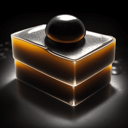 AI generated: Photo of a ultra realistic honey based soap, dramatic light, black, charcoal acinematic lighting, ba...