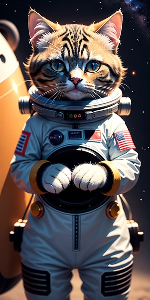 AI generated: Cat, wearing a spacesuit,8k, high detail 