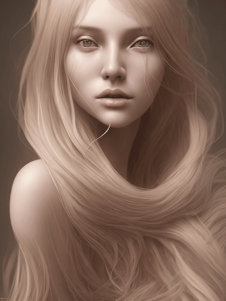 AI generated: the portrait of a long blonde hair beautiful girl, cinematic lighting, photorealistic, dress made fr...