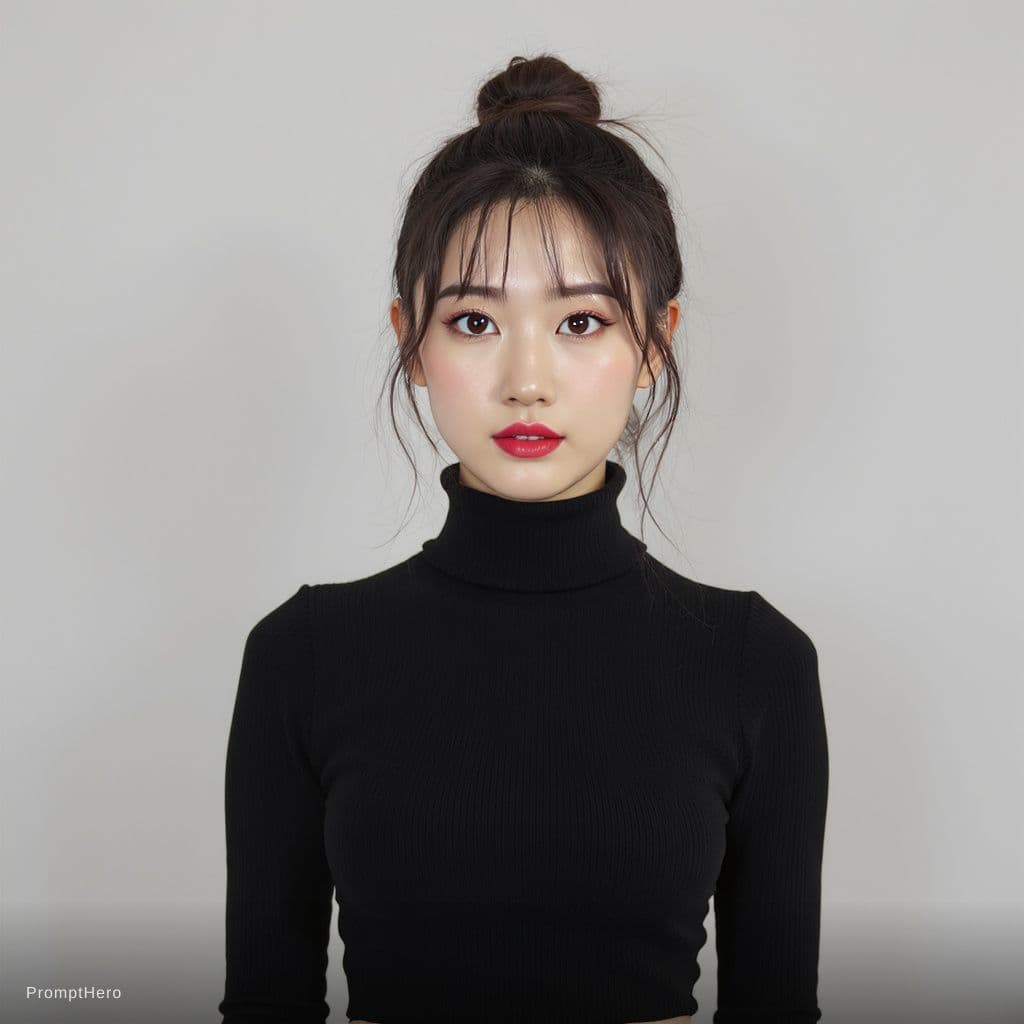 AI generated: A realistic, ultra-detailed full-body front-view depiction of asian young woman with no expression. ...