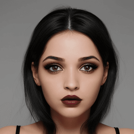 AI generated: Crear una cara de una mujer preciosa de ojos negros y pelo suelo y negro , boca carnosa , perfectame...