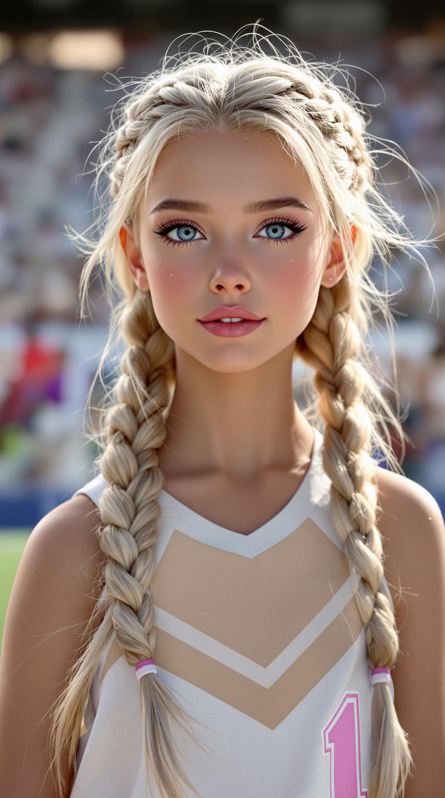 AI generated: a professional photo of a exceptionally beautiful 7rd grade girl in the world, in a highly detailed,...