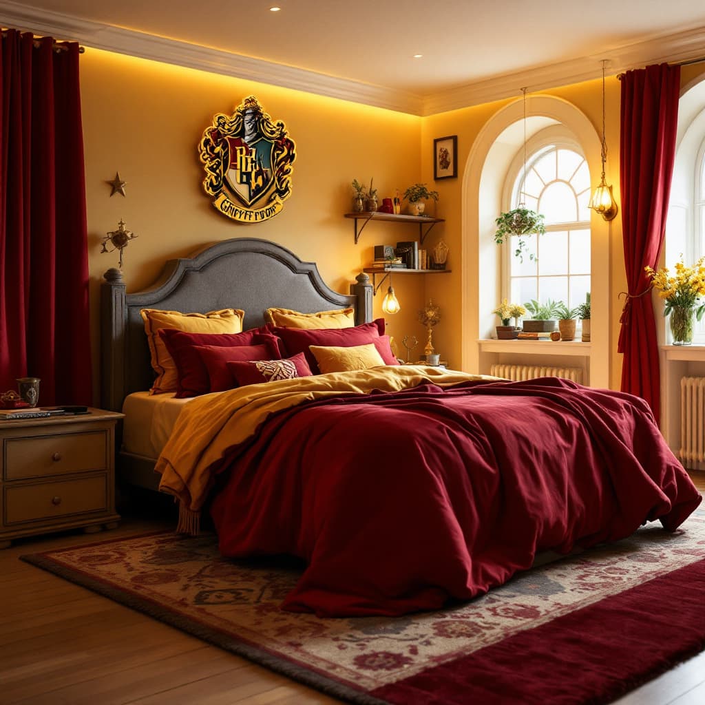 AI generated: gryffindor style bedroom