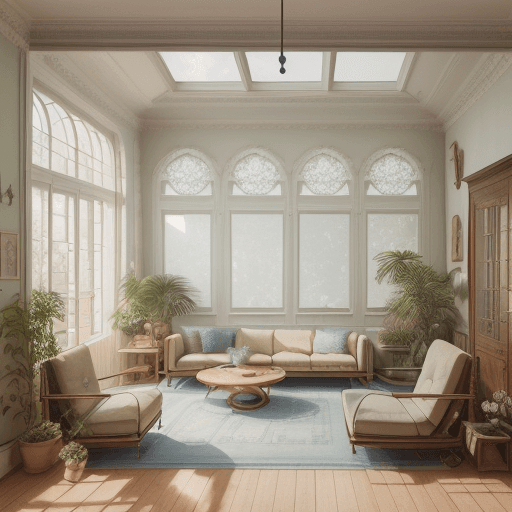AI generated: High resolution photography interior design, dreamy sunken living room conversation pit, wooden floo...