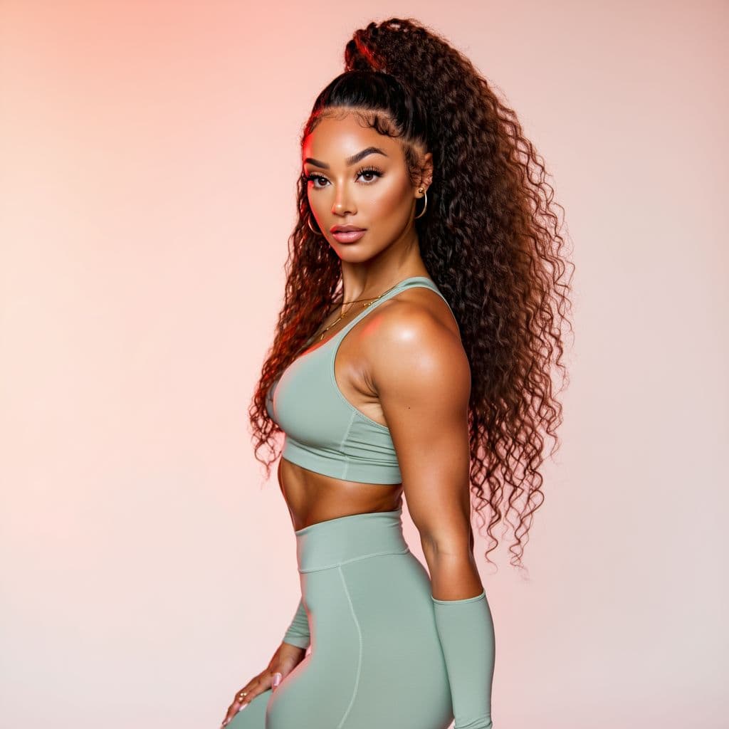 AI generated: A photorealistic image of stunning and curvaceous Latin woman with glowing caramel skin. Her long, c...