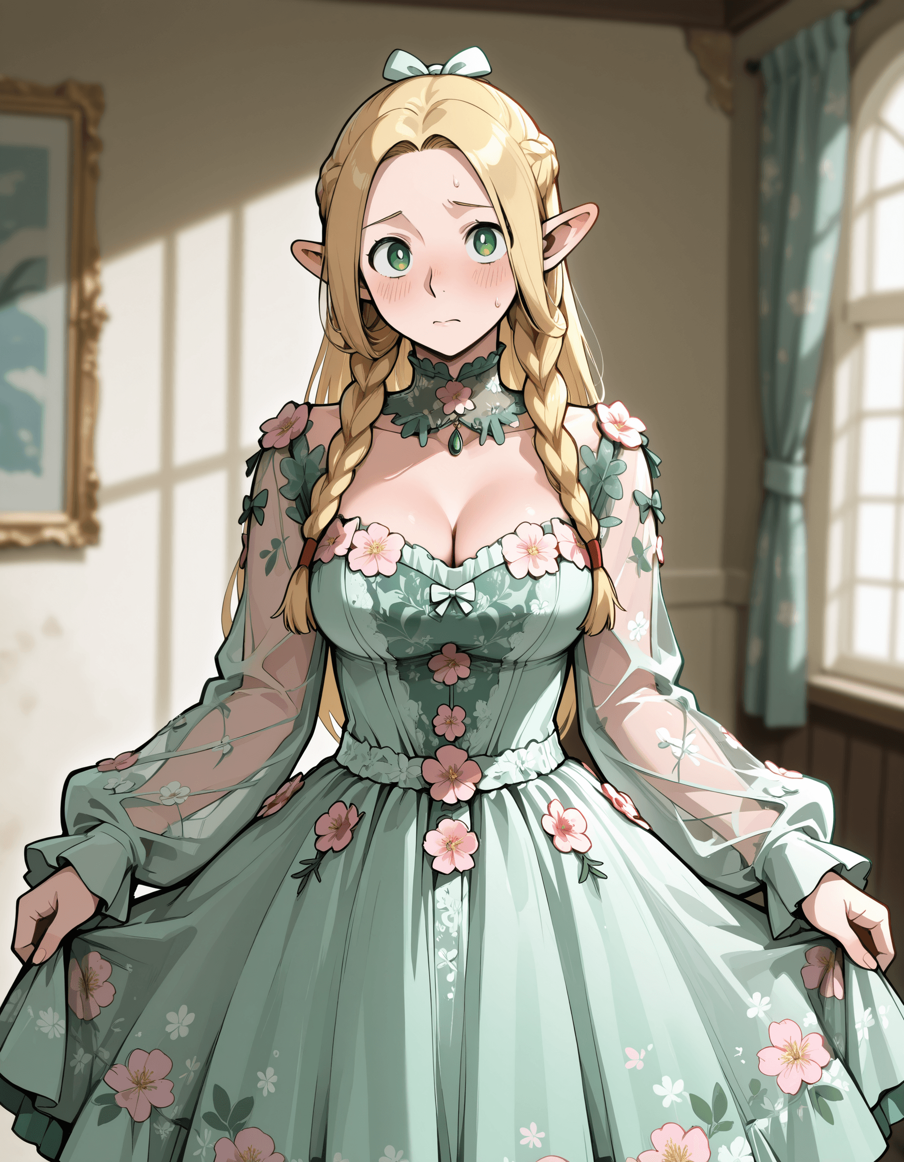 Fairy Mint Green & Pink Blossoms Dress
