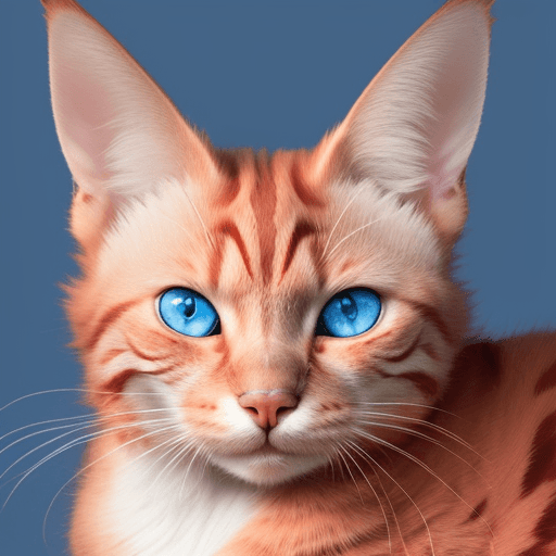 AI generated: red cat with blue eyes