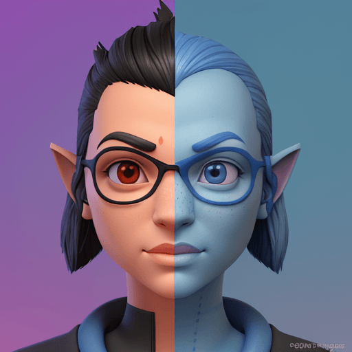 AI generated: 3D Avatar Design head shot a software developer, "Playful, Cute, Colorful, Animated, Quirky," "Unity...