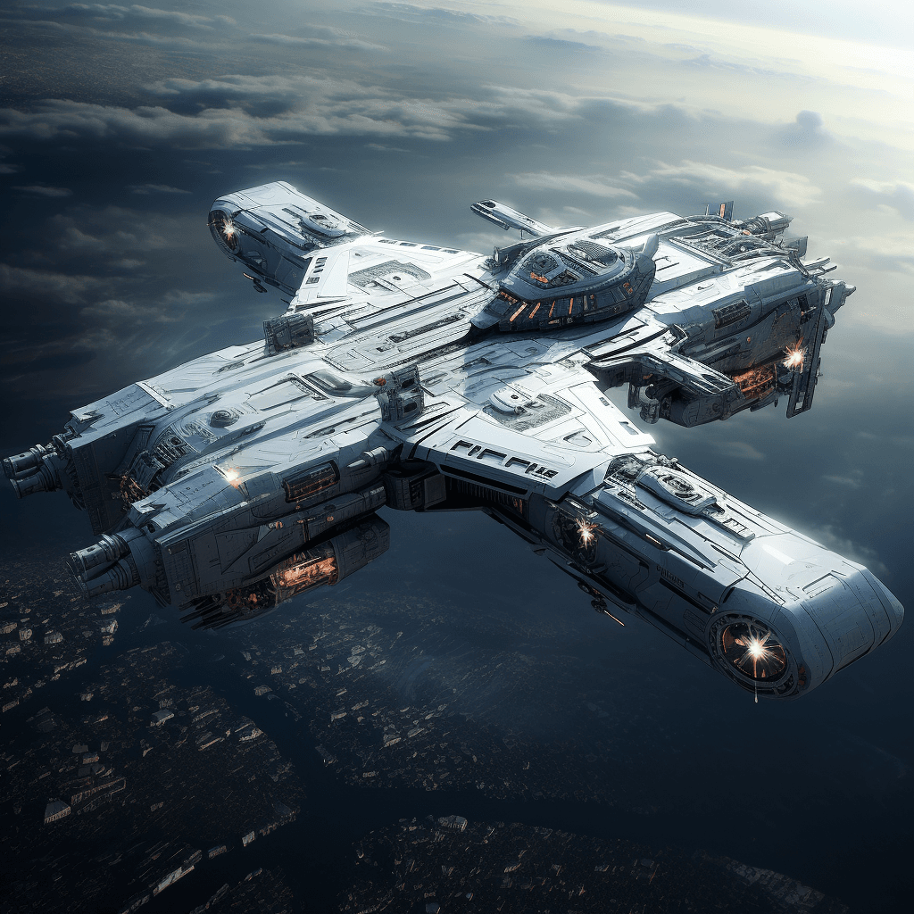 AI generated: spacecraft in action, star wars, in the style of olympus af-1 (aka olympus infinity), cinematic stil...