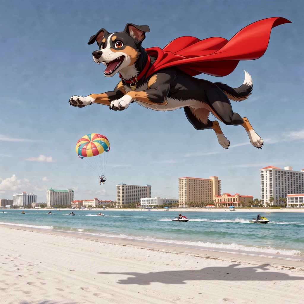 AI generated: hyper realistic,anime,anthropomorphic,Create a realistic digital artwork of a superhero dog (using m...