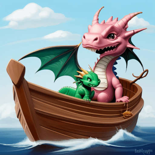 AI generated: happy  baby  dragon on a boat art lines draw only the lines so i can paint it