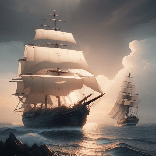 AI generated: Photo of a ultra realistic sailing ship, dramatic light, pale sunrise, cinematic lighting, battered,...