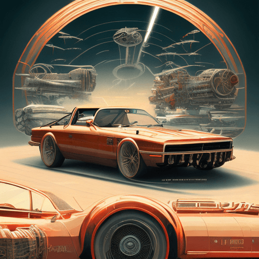 AI generated: mdjrny-v4 style highly detailed infographic of retrofuturism cars found in popular mechanics magazin...