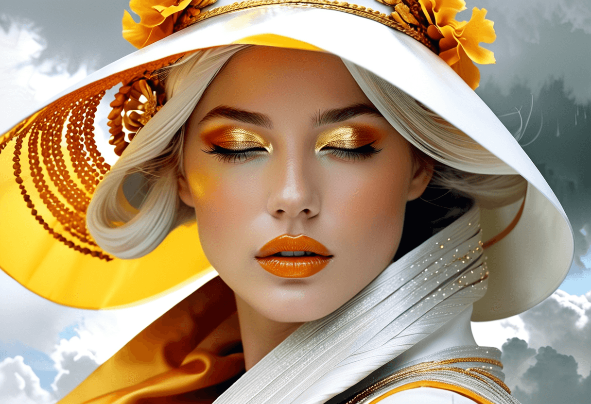 AI generated: by Antonio Mora, Color splash, (the face of an irresistible woman dressed in angelic attire, in the ...