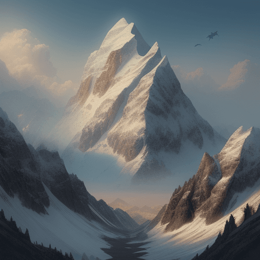 AI generated: You are a master of image design, make me a picture of a mountain scene enlivened with dragons and m...