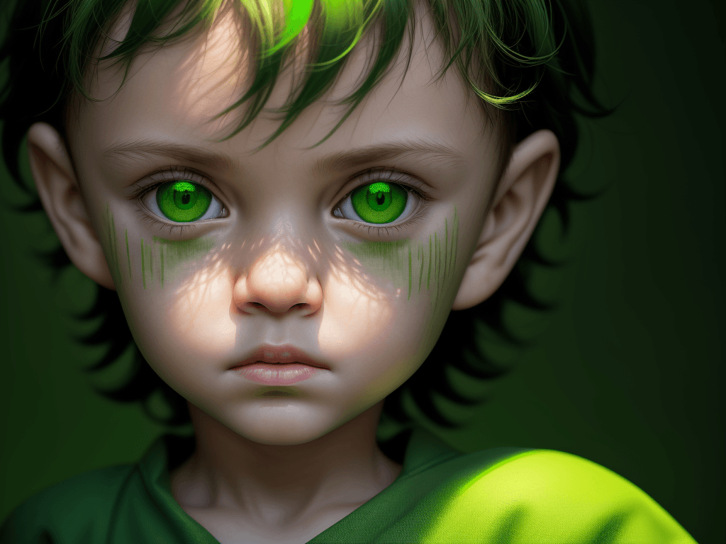 AI generated: photography, front shot, face close-up, professional 4years old boy, gaze, solid green backdrop, cap...