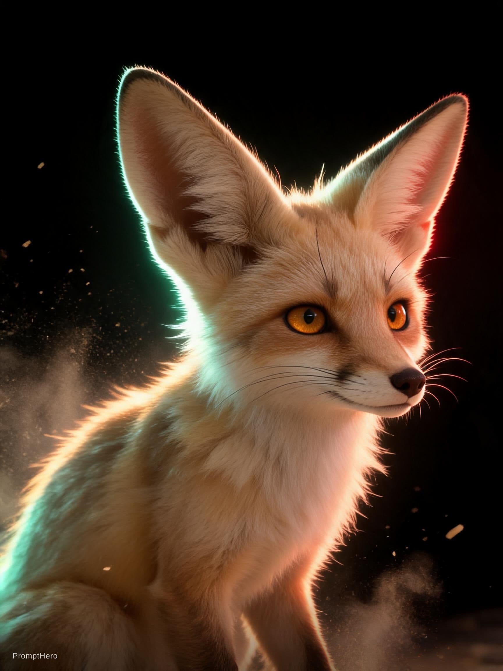 AI generated: An original cinematic mascot inspired by Algeria, a powerful fennec fox with sharp ears and elegant ...