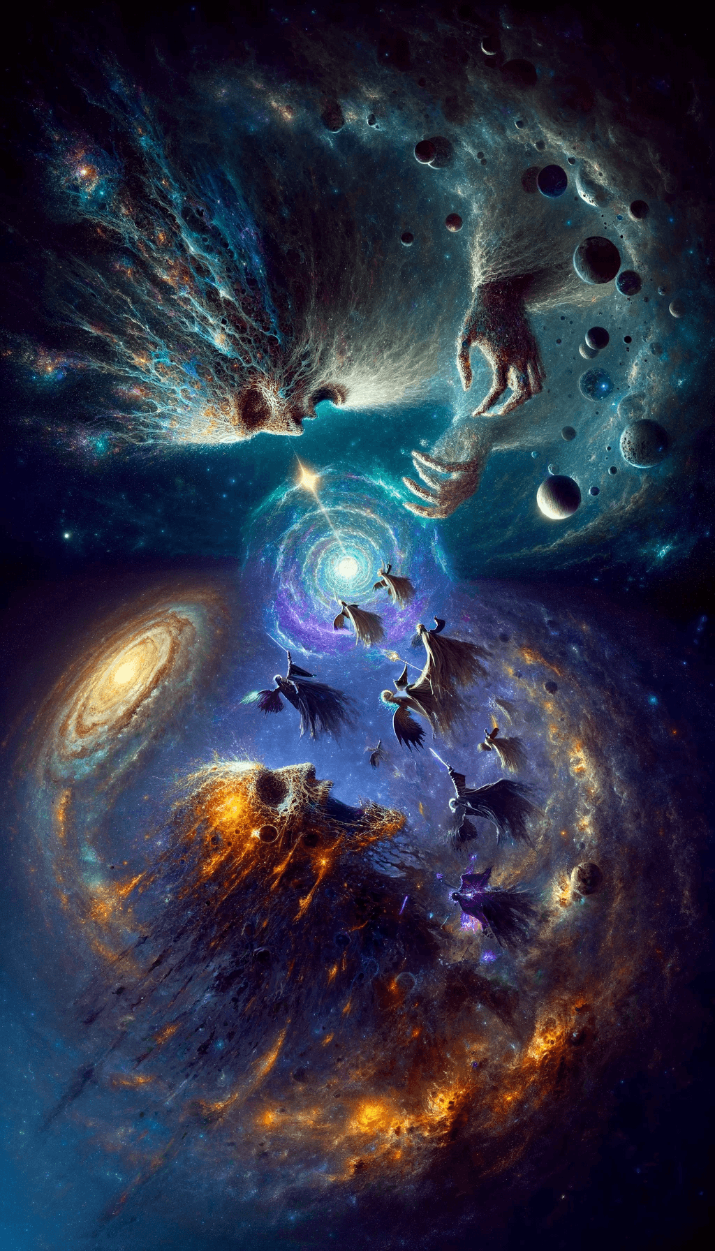 AI generated: In the vast emptiness of the interstellar void, two omnipotent deities from separate dimensions coll...