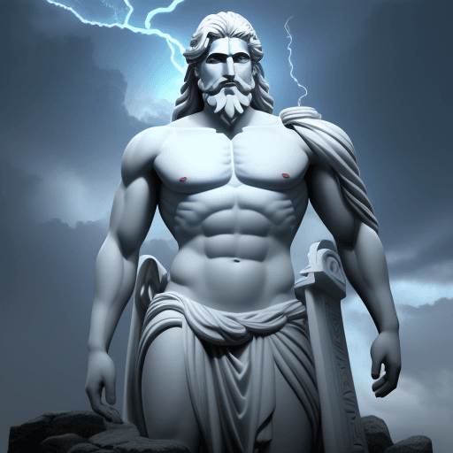 AI generated: god zeus of greek mythology sims like a human , he launch storm, fantasy and hd image