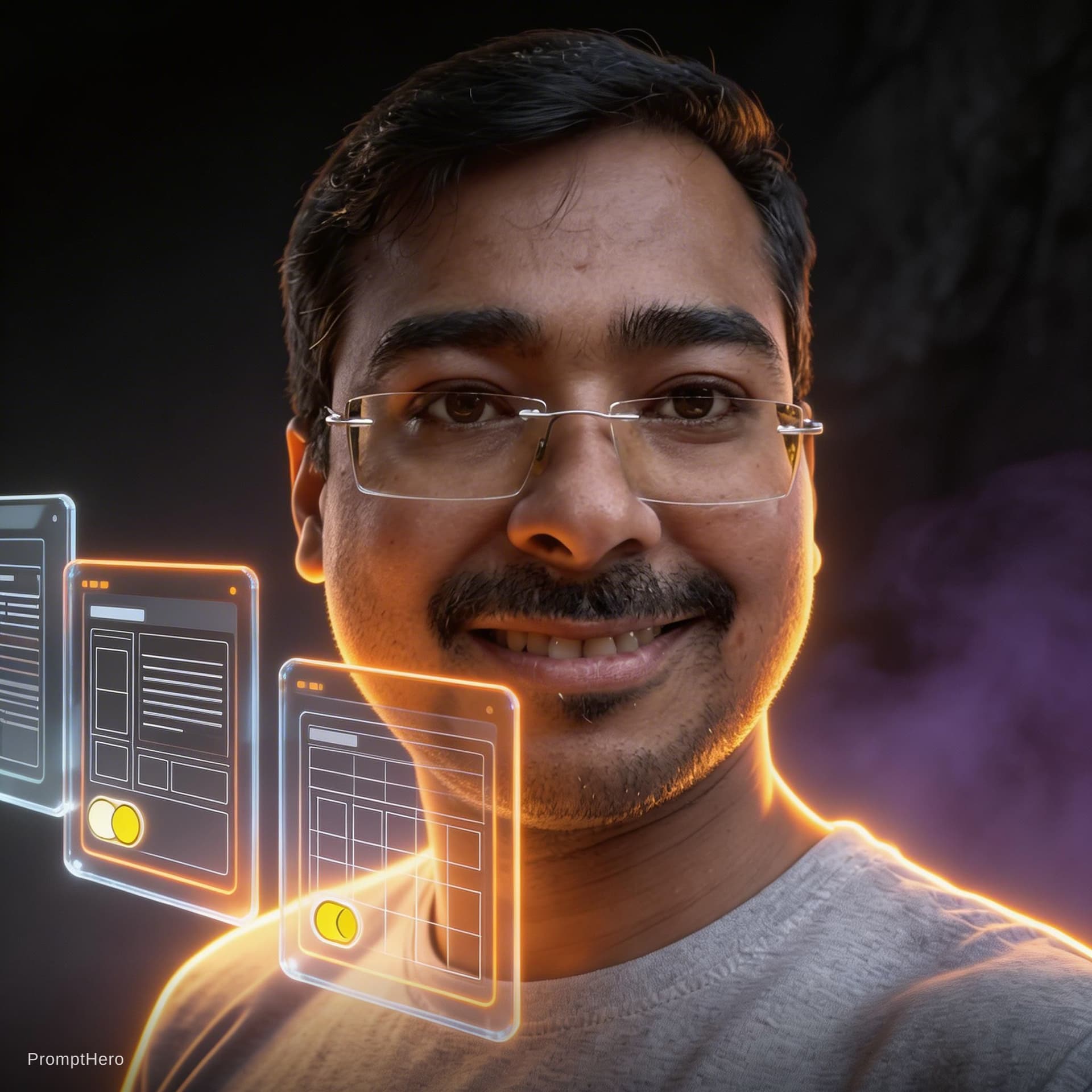 AI generated: A high-end 16:9 3D CGI cinematic hero banner. A focused UI/UX designer [face from character referenc...
