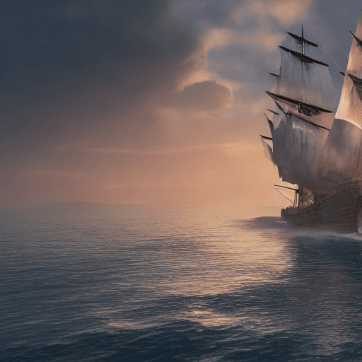AI generated: Photo of a ultra realistic sailing ship, dramatic light, pale sunrise, cinematic lighting, battered,...