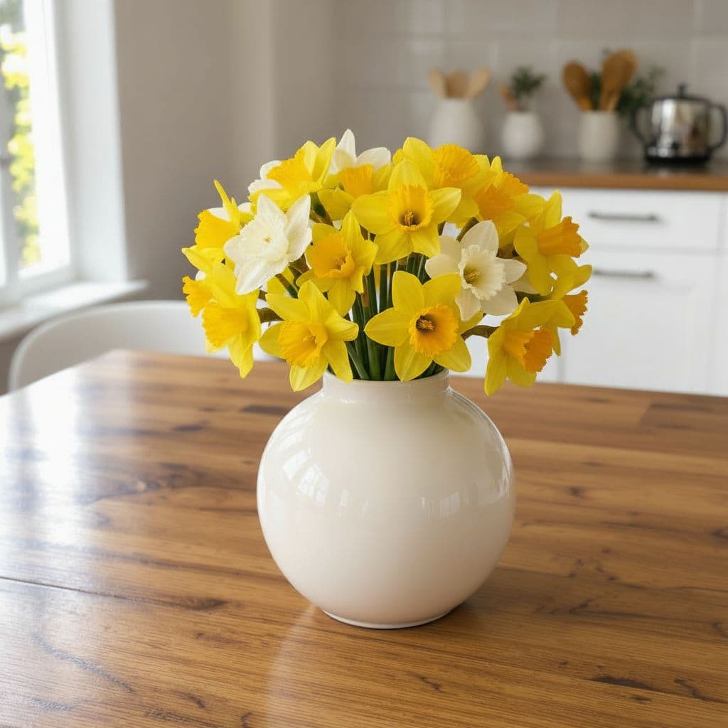 AI generated: Change the roses for daffodils.